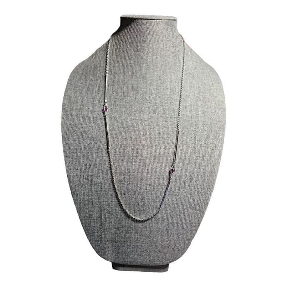 Sarah Coventry Station Pink Accents Long Silver-tone Elegant Necklace - Picture 14 of 16